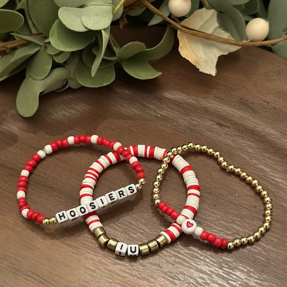 Indiana University Bracelets |SET OF 3 |Team Stackable Bracelets |Personalized - Picture 1 of 2